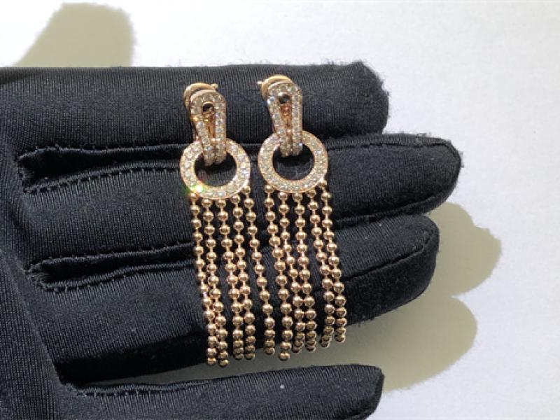 AGRAFE earrings, half set with diamonds in 18K rose gold
