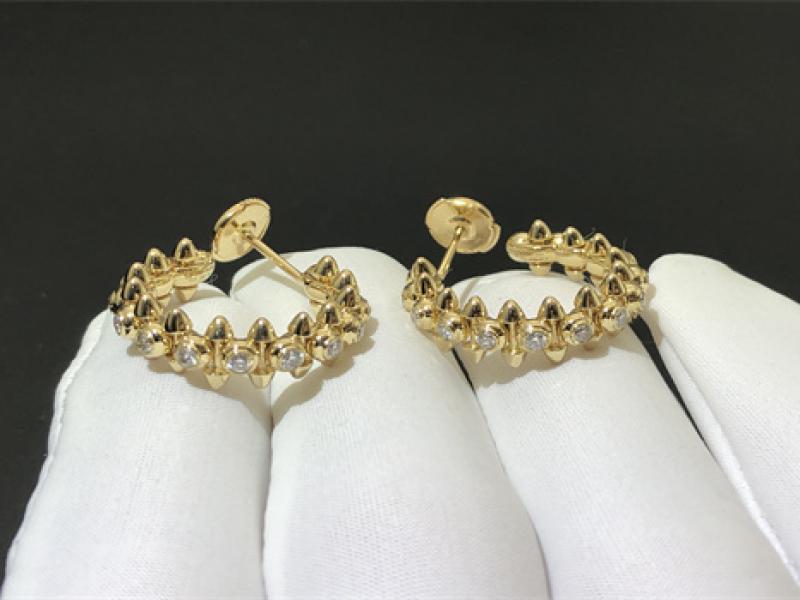 Circular earrings, medium size, set with diamonds in 18K gold