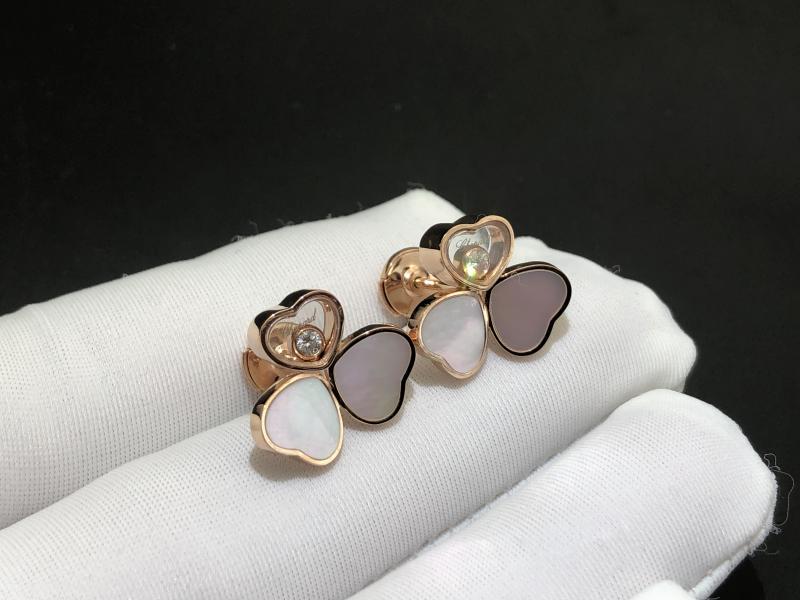 Earrings, rose gold, diamonds, mother-of-pearl