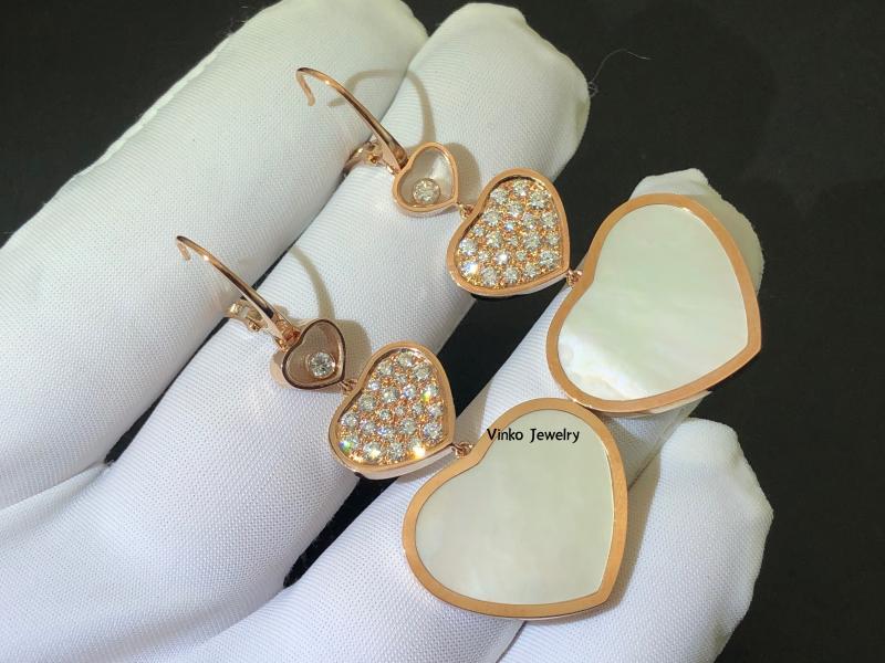 Earrings, rose gold, diamonds, mother-of-pearl