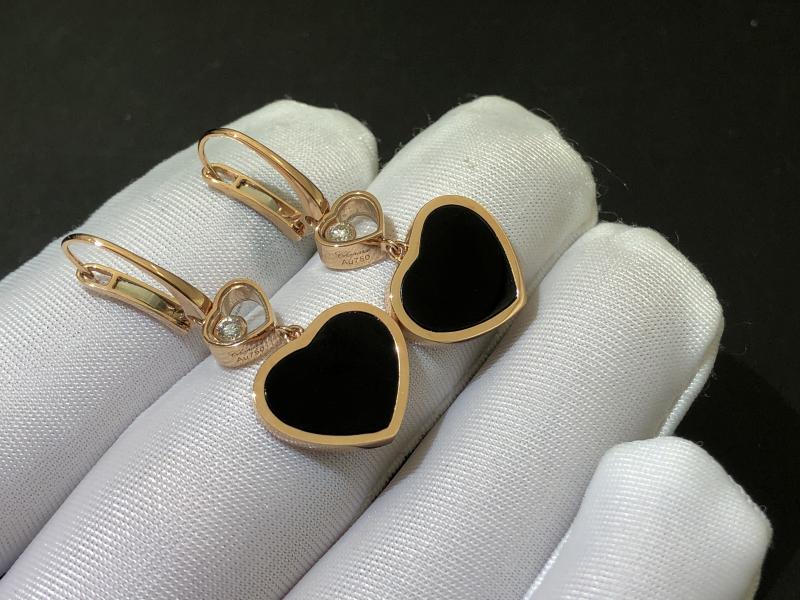Earrings, rose gold, diamonds, onyx