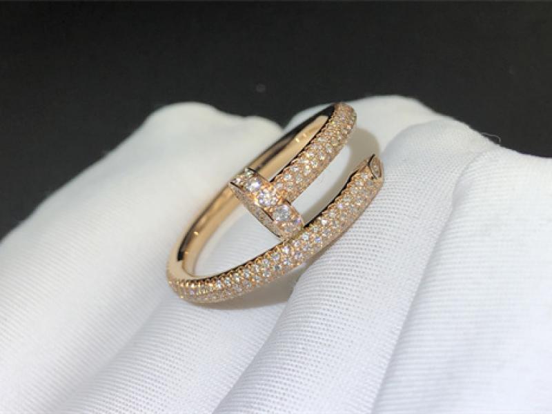 JUSTE UN CLOU Ring, Classic Style, Set with 18K Rose Gold Diamonds