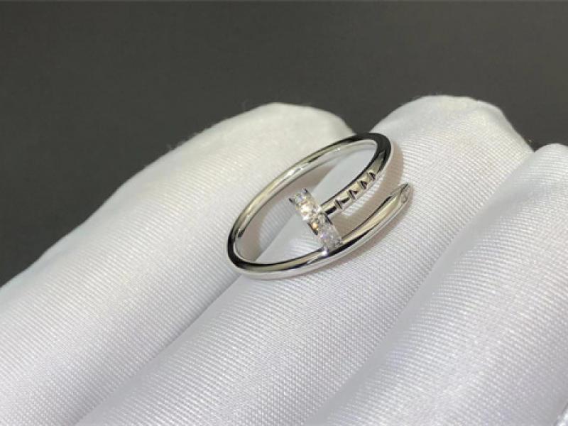 JUSTE UN CLOU ring, small size, set with diamonds in 18K white gold