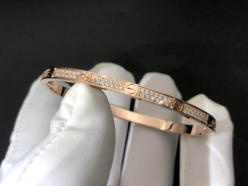 LOVE bracelet, small size, pave-set diamonds, 18K rose gold