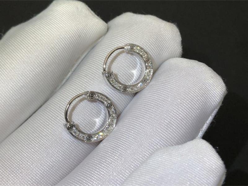 LOVE earrings set with diamonds in 18K white gold