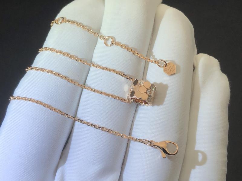 Love Nest Series Trumpet Necklace Rose Gold, Diamond