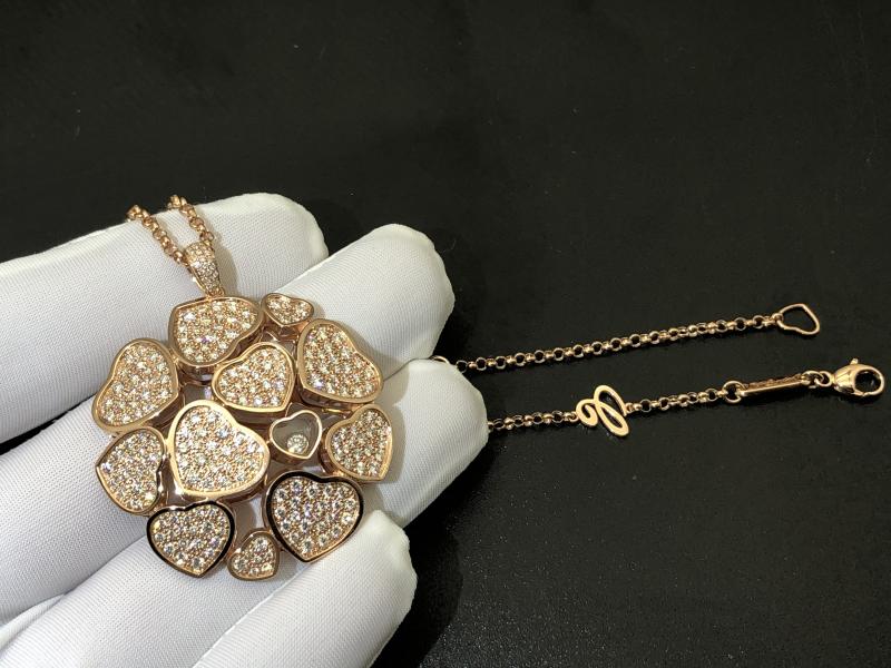 Necklace, rose gold, diamonds