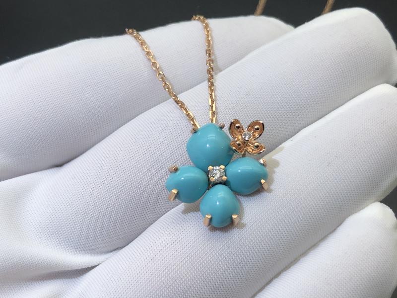 Pendant Rose Gold Diamond Turquoise
