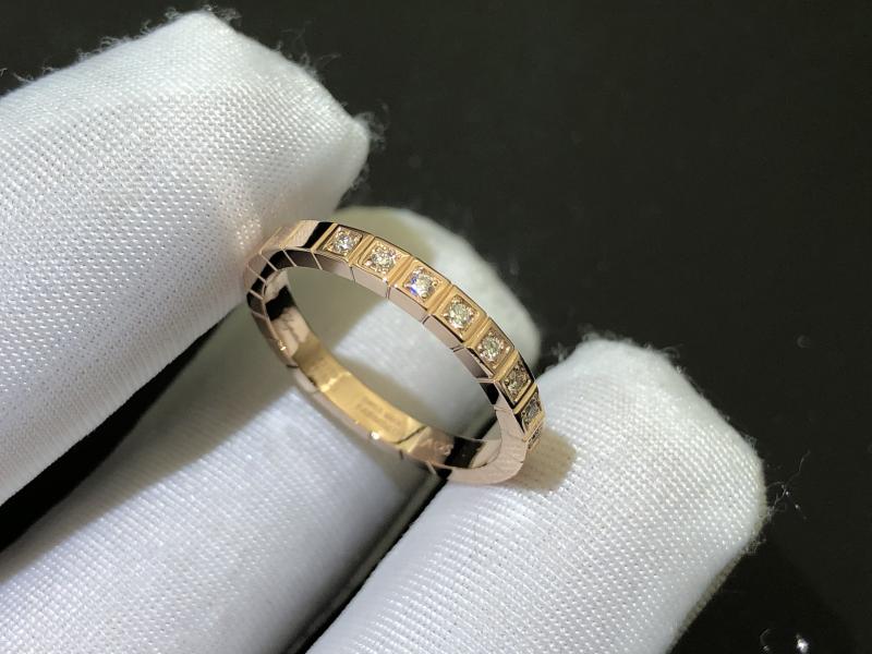 Ring, rose gold, half-band with diamonds