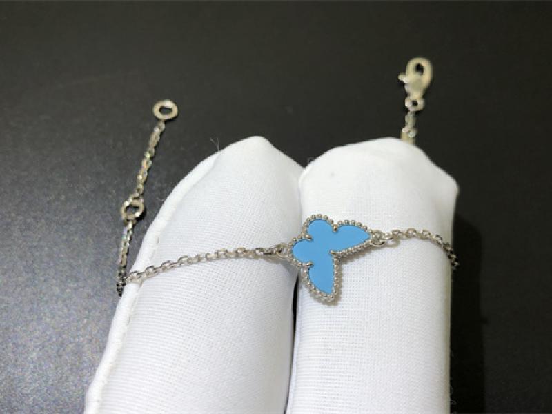 Sweet Butterflies Bracelet, 18K White Gold, Turquoise